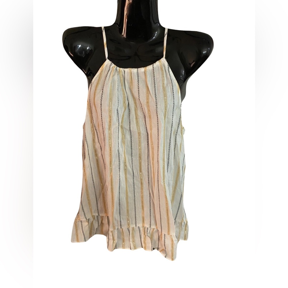 Nine West Size Large Vertical Striped Halter Off Shoulder Summer Top